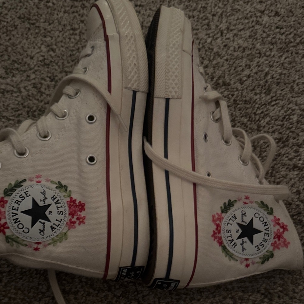 Converse White Floral High-Tops